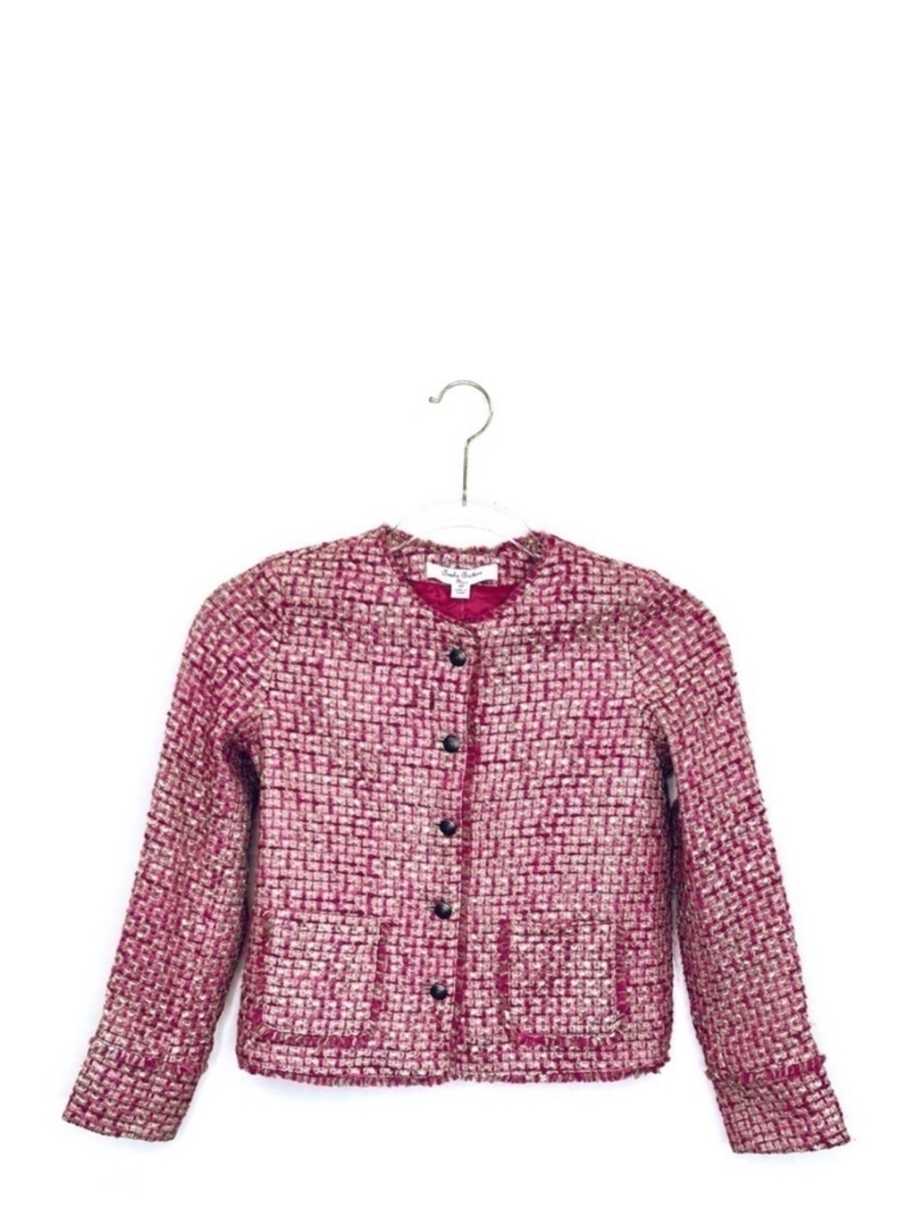 Brooks Bothers Girl’s Tweed Blazer Size 12 Pink Taupe Cream Barbie New NWT